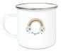 Preview: ♥ zauberhafte Tasse Emailletasse Becher Einhorn Regenbogen Wunschname, Einschulung KITA Dankeschön, Abschied, Jubiläum, Geschenk, Becher von Lüttentüddel
